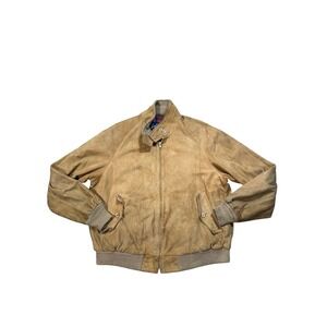 Vintage Lord & Taylor Kensington Collection Tan Suede Bomber Jacket Mens 46
